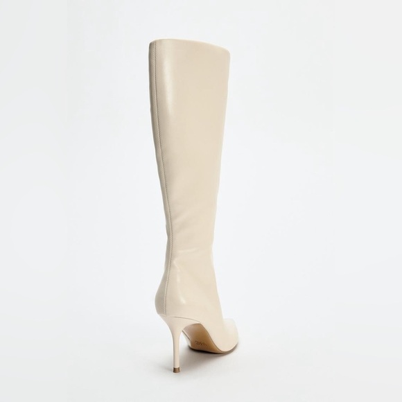 NWT. Zara White Knee High Heel Boots. Size 10. - Picture 5 of 8